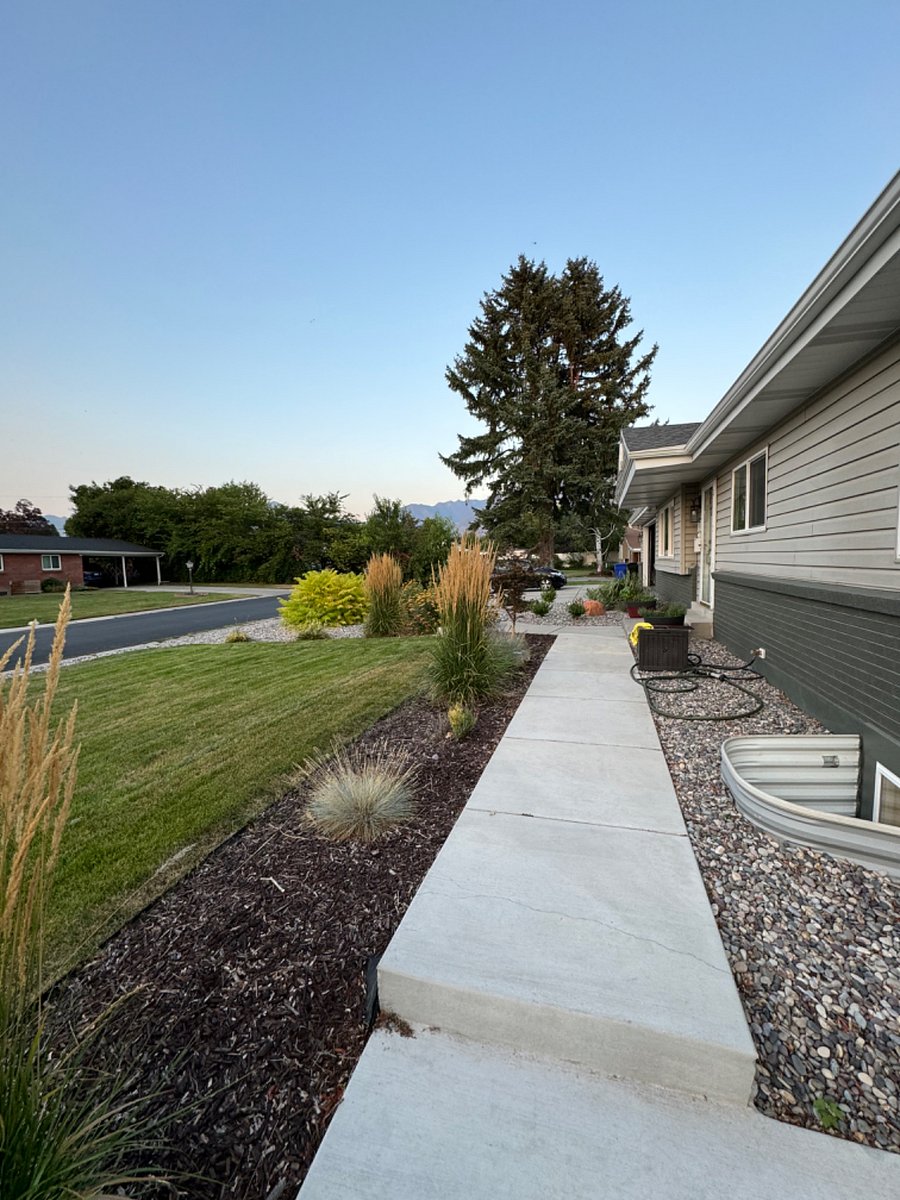 Walkway to driveway in front of house