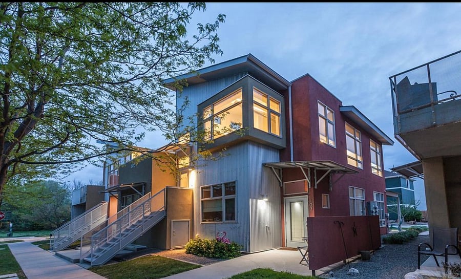 The condo is at the upper level