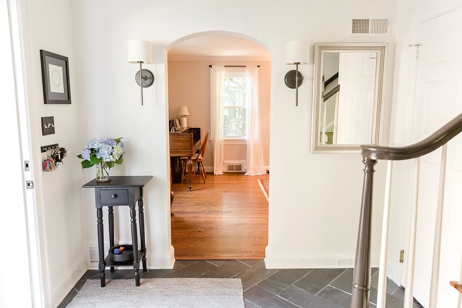 When you walk in the front door, the shared dining room is to your left.