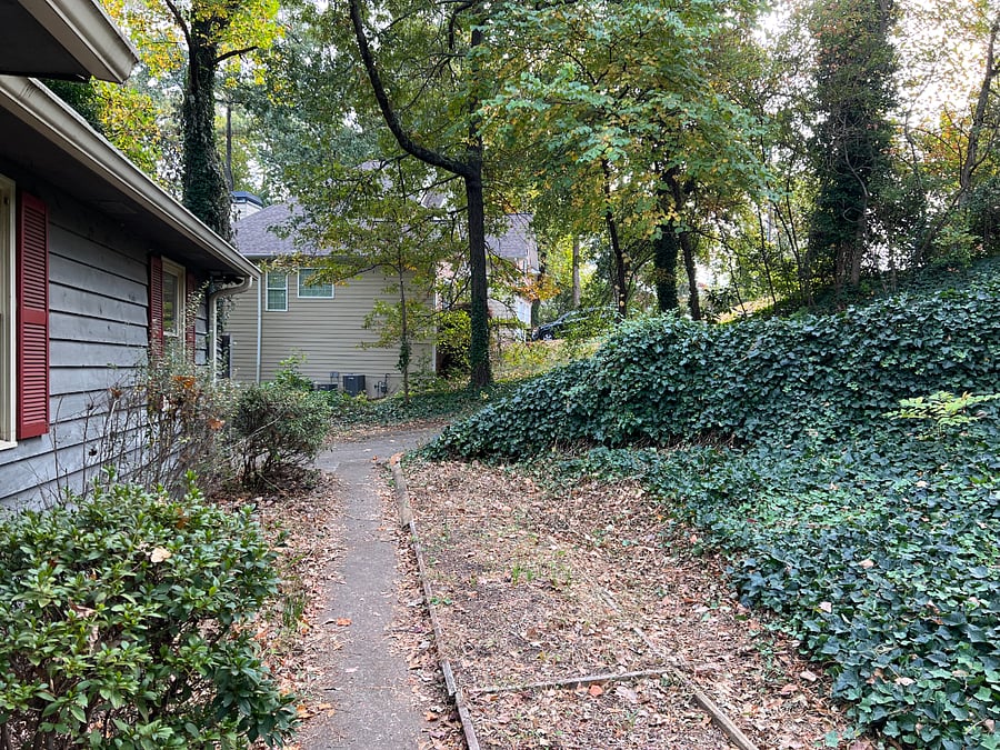 Front walkway to house from driveway / parking pad