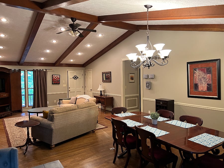 View of living room and dining room - open floor plan!
