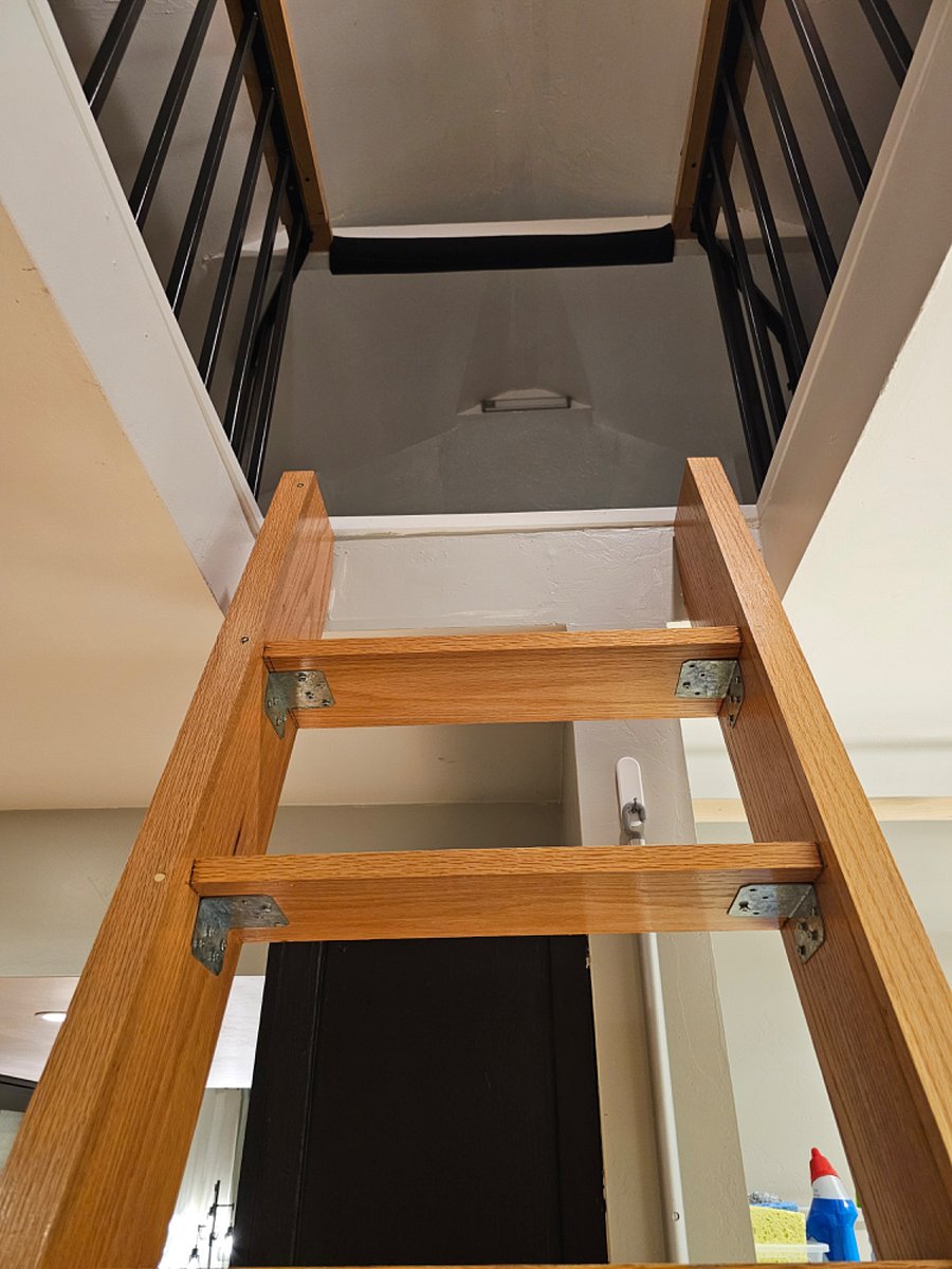 Ladder to sleeping loft bed