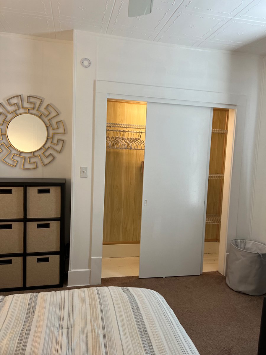 Closet and storage bin case.
Principle bedroom.