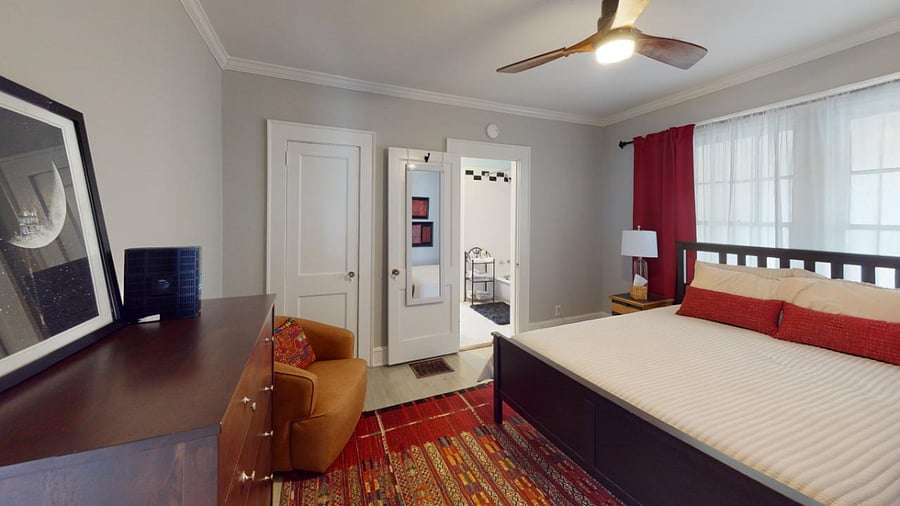 Front Bedroom with new ceiling fan