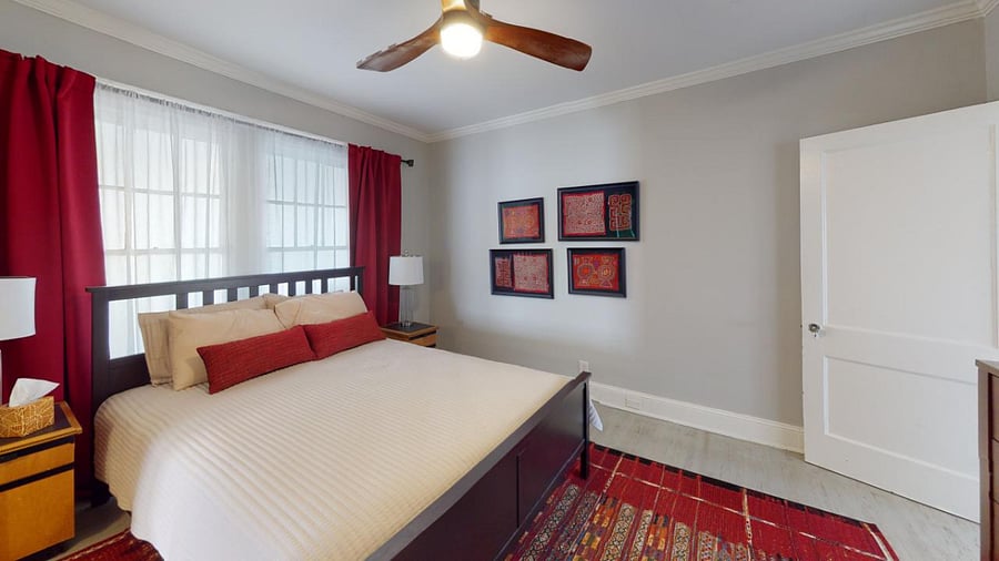 Front Bedroom with door out to Dining Room