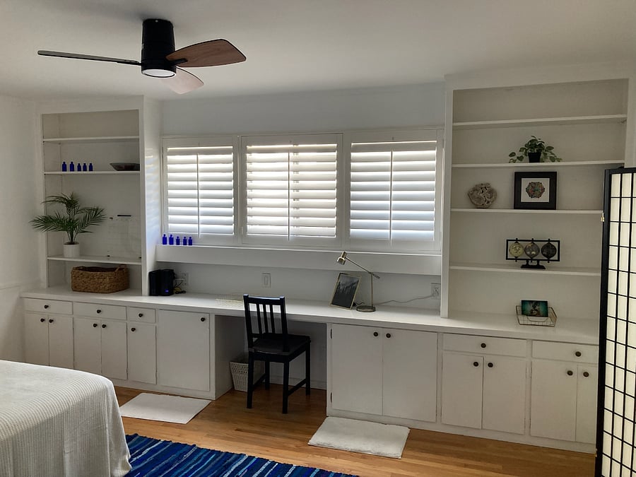 Built-in desk and shelving in 2nd bedroom.