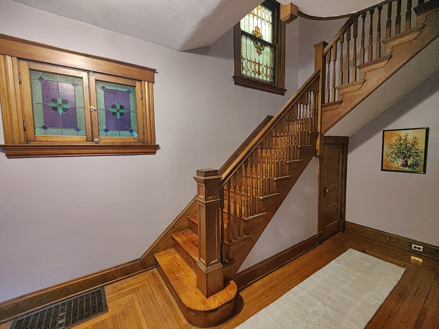 Original stained glass throughout the home