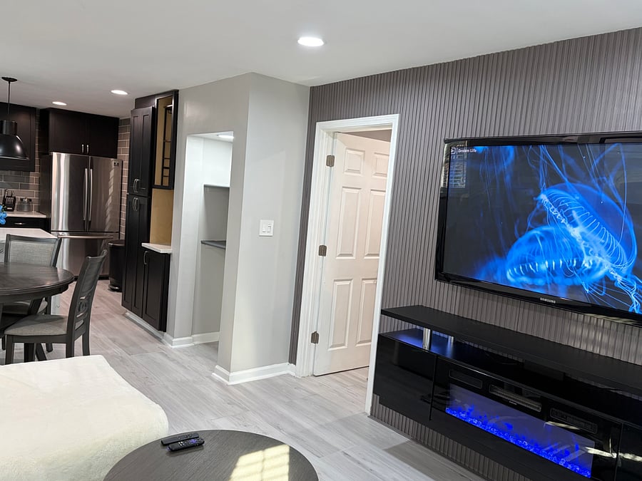 Electric Fireplace and mounted TV