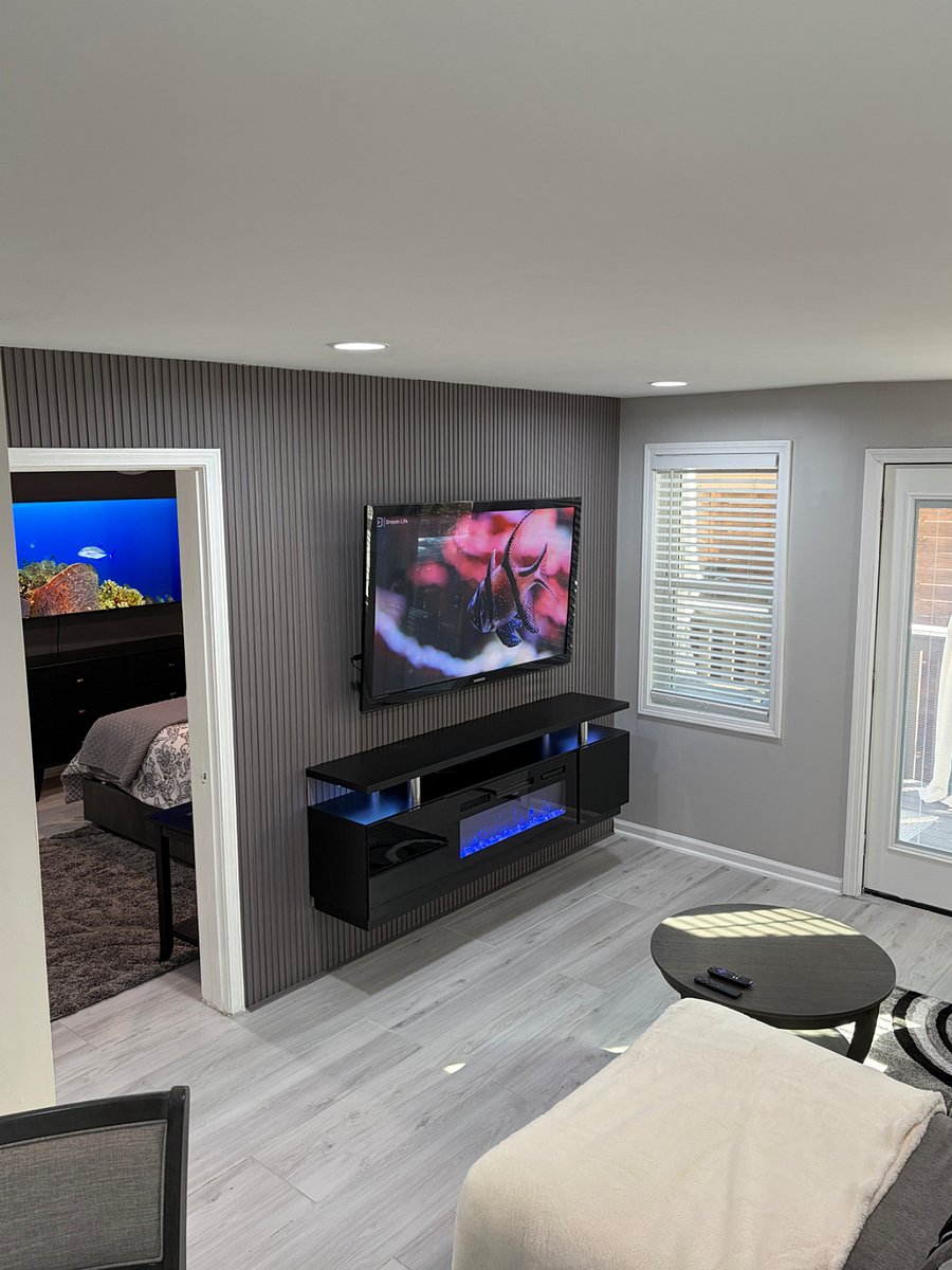 Separate bedroom with door.