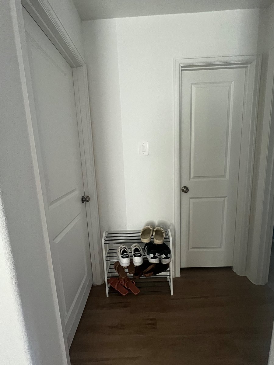 The door to the left is the entrance to your room. Door in the center is door to your private bathroom.