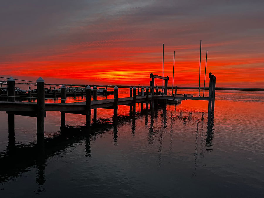 Sunset at the bay 0.5 a block from the house.