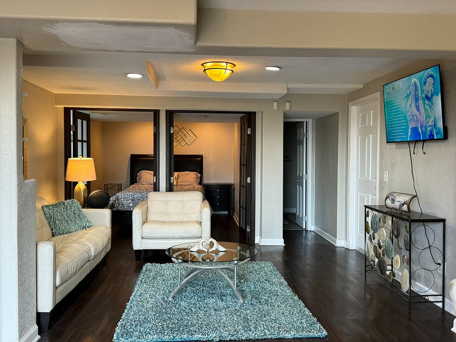 View of Bedroom #2 from common area.