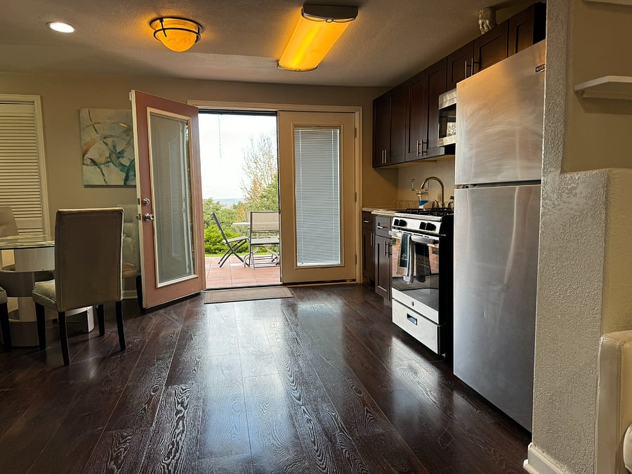 View from Kitchen / Dining to outdoor patio