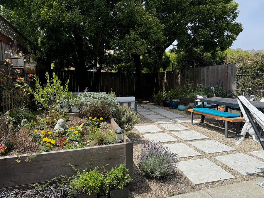 Landscaped, quiet shared backyard with fountain, great for relaxing