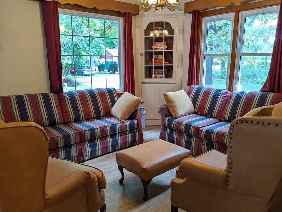 Living room, with game closet in the corner