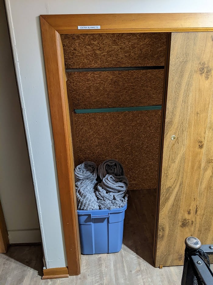 Extra blankets in the closet.