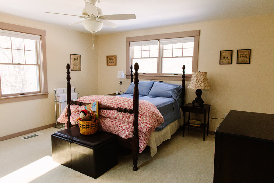 One of two upstairs bedrooms - two closets