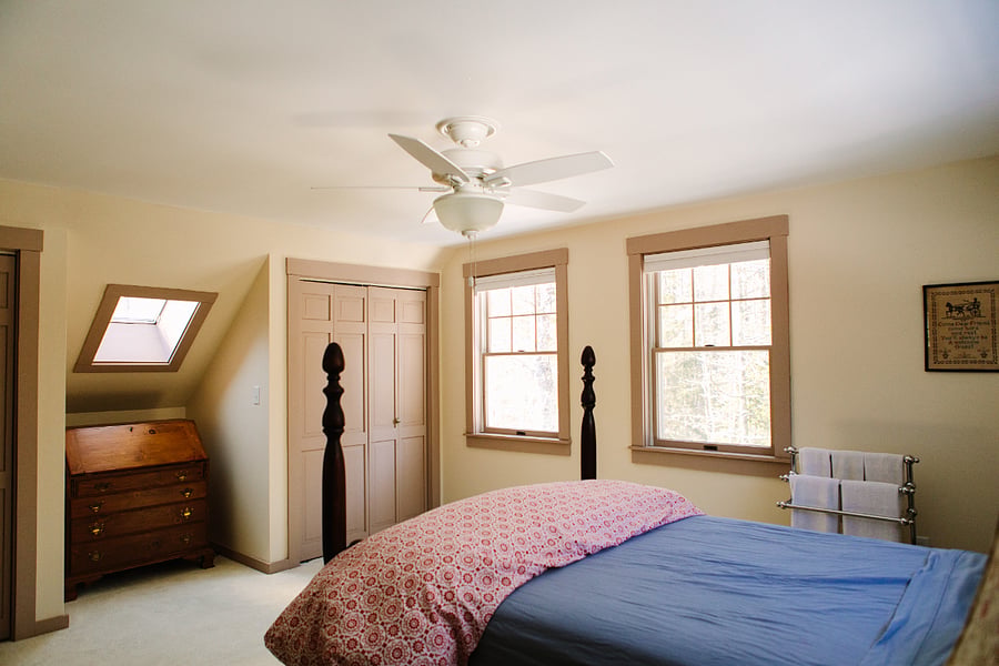One of two upstairs bedrooms - two closets