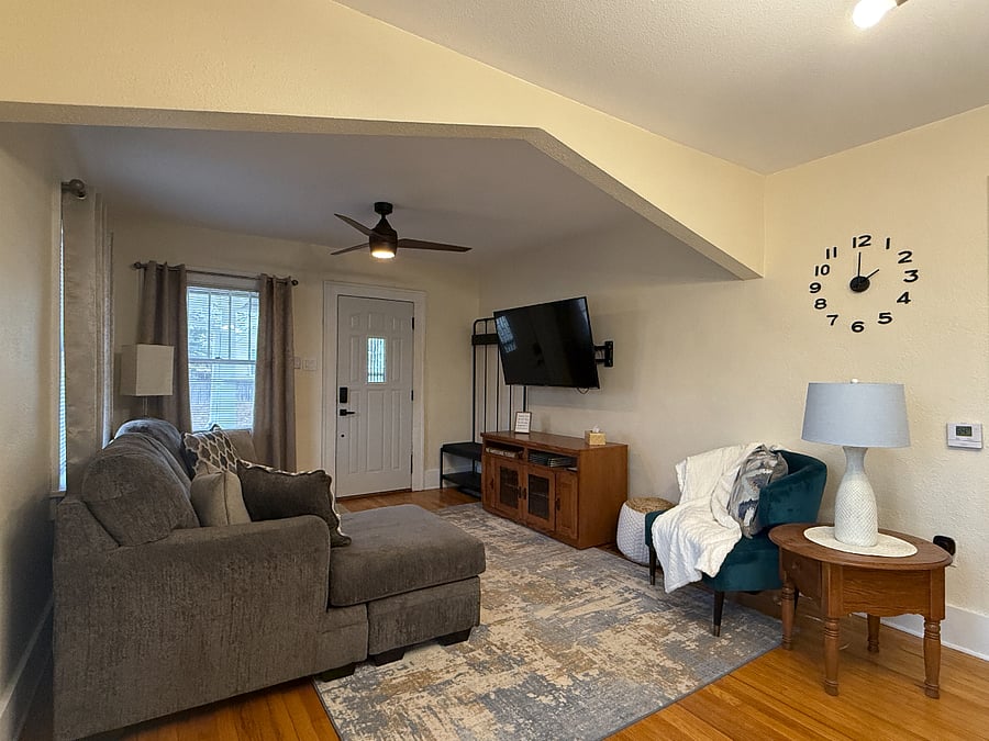 Open concept living room and dining room.