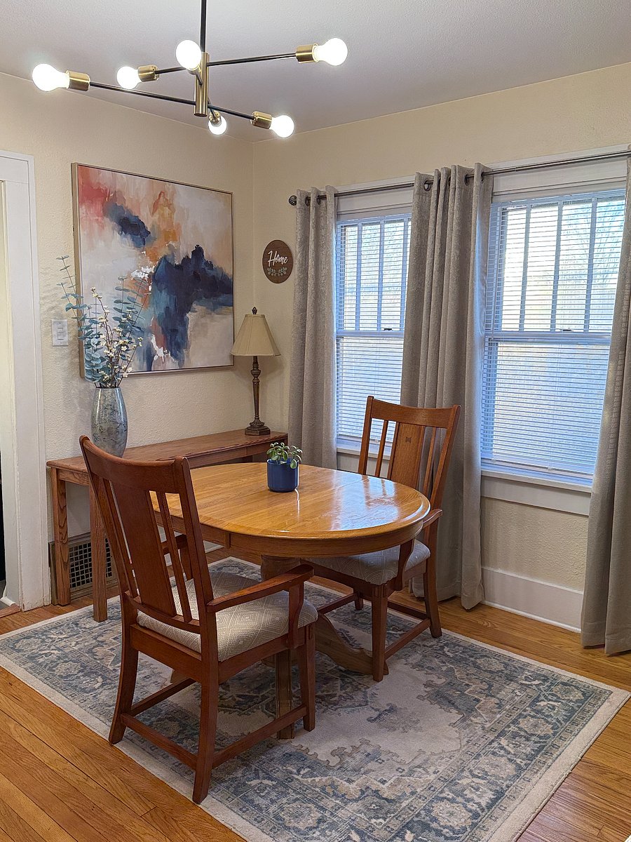Dining room open to living room.