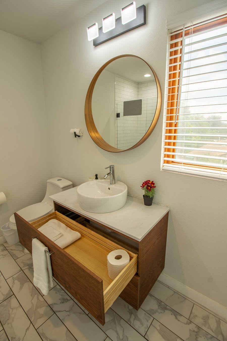 A second full bathroom adds extra comfort and privacy