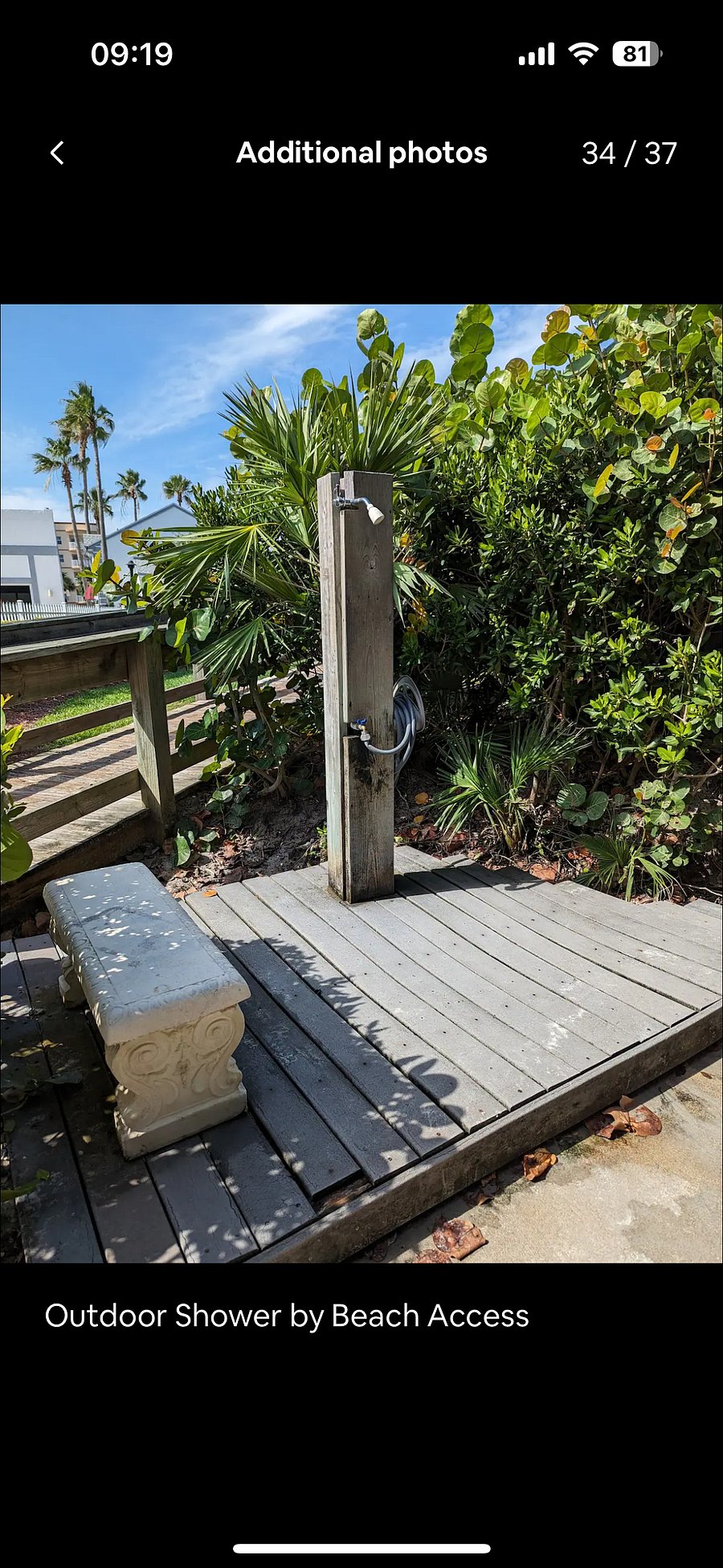 Shower inside the locked gate leading to the beach, great to wash off before going back inside the home or before taking a dip in the nearby community pool.