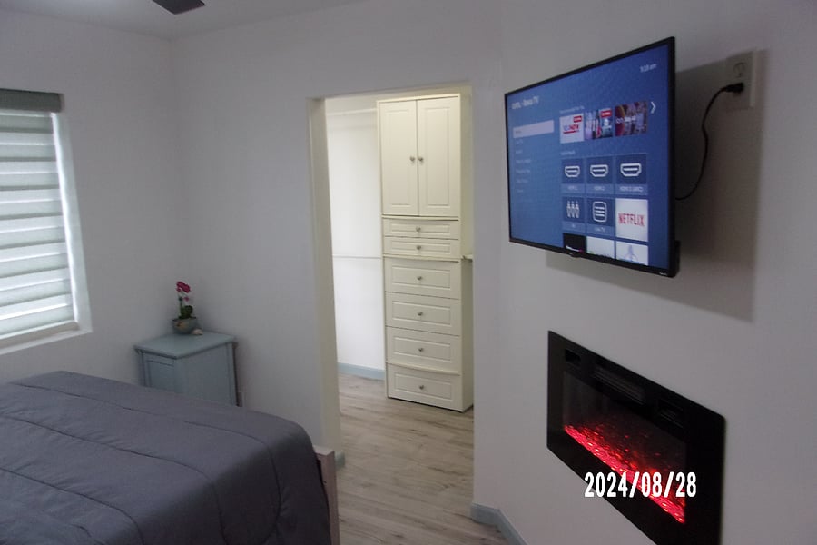 smart tv and fireplace