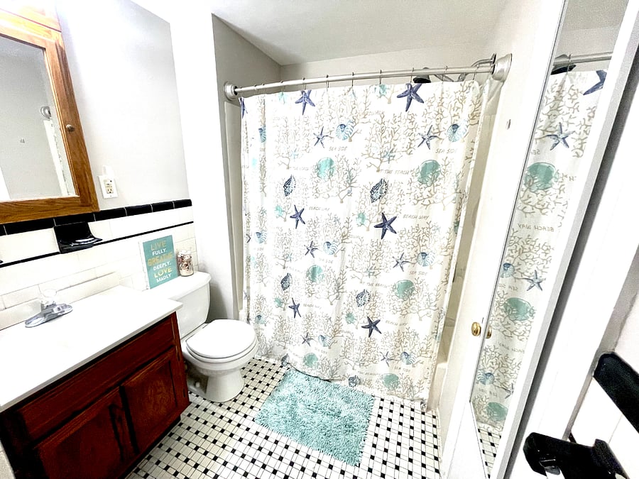 bathroom facing tub