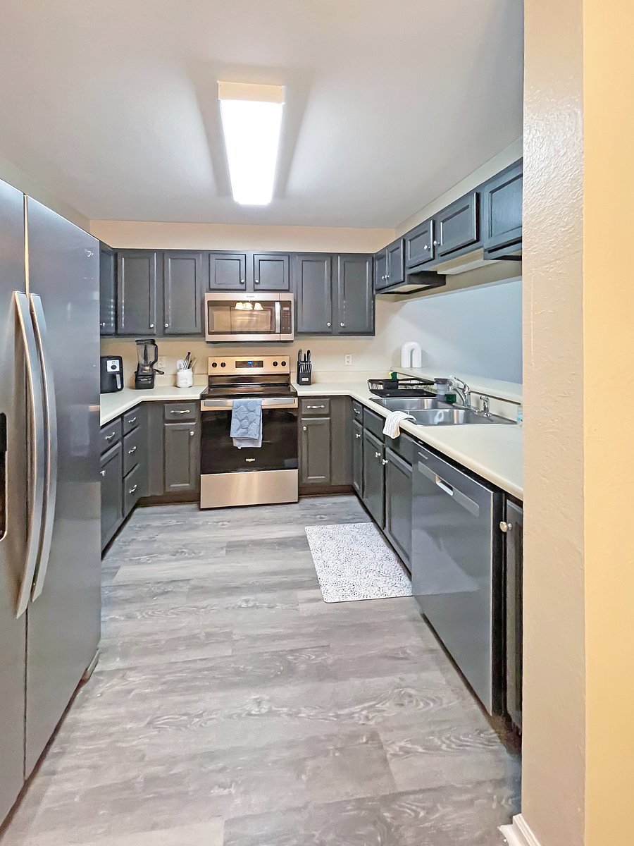 Whip up your favorite meals in a fully stocked kitchen with modern appliances.