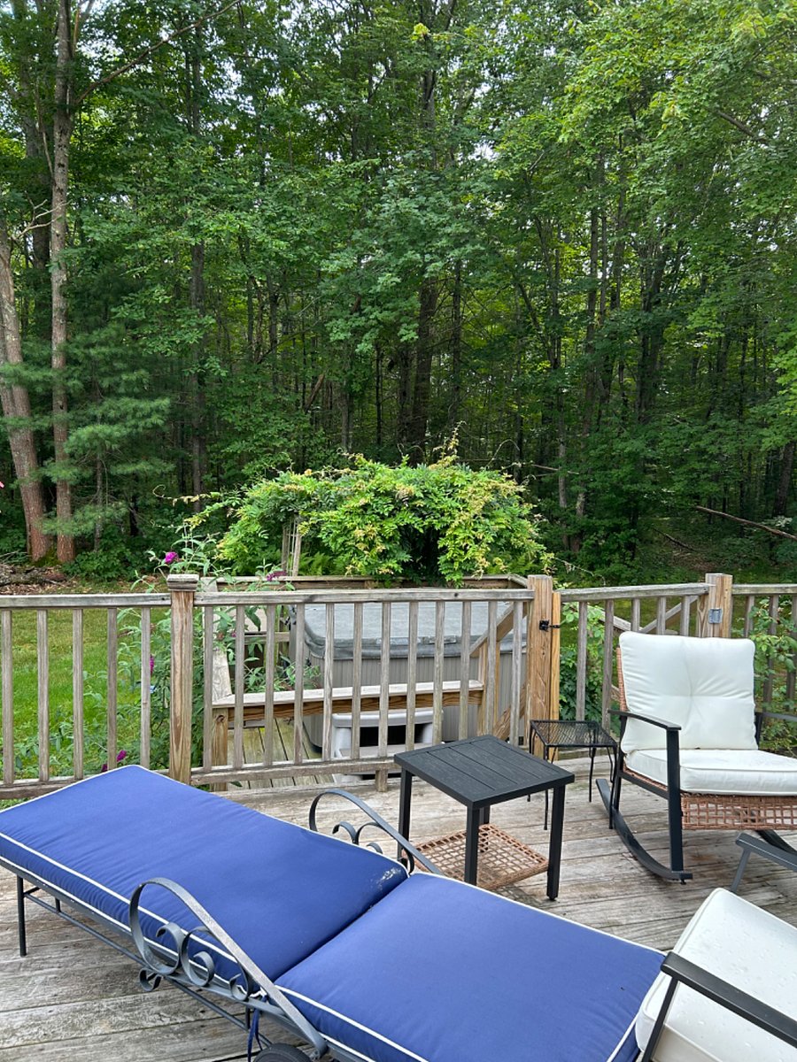 back deck with hot tub