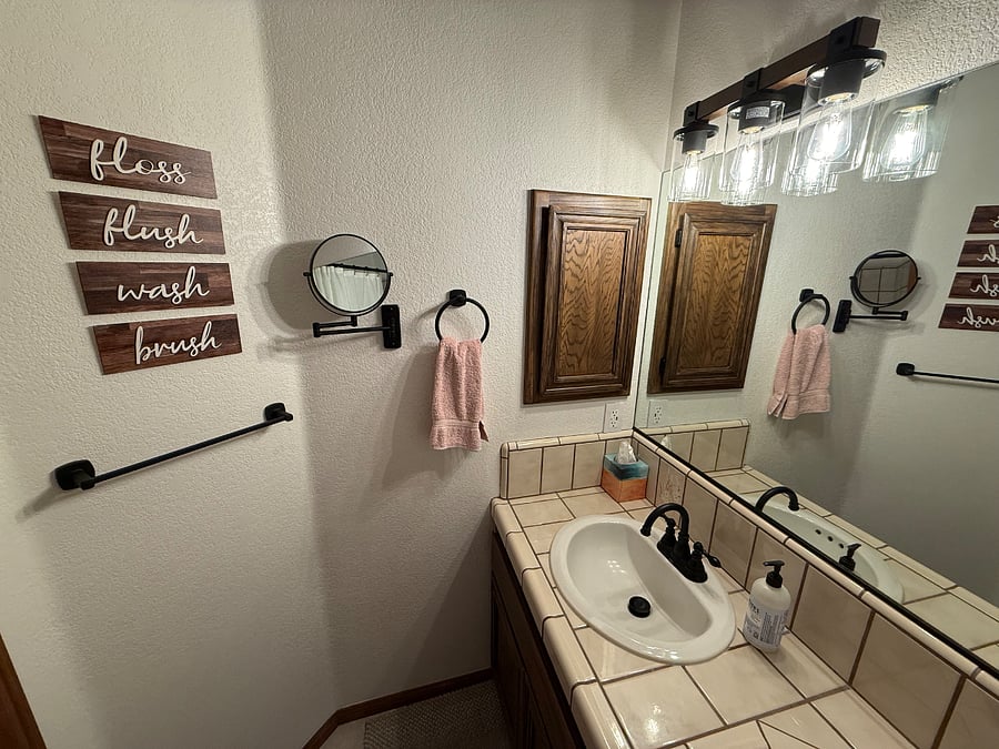 Hallway bathroom vanity area