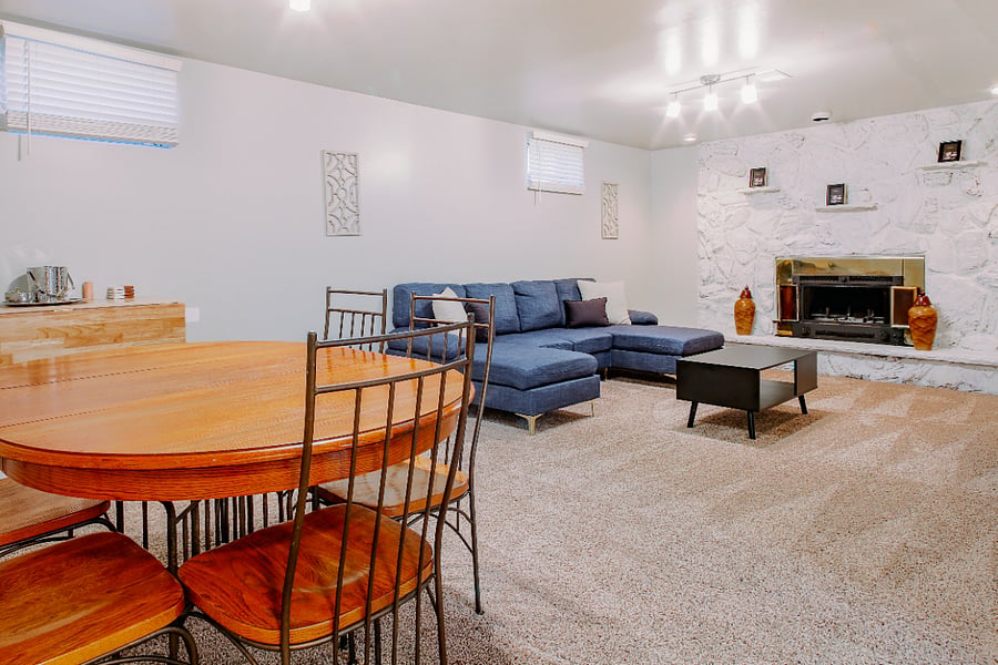 Downstairs large family room and adjacent dining area