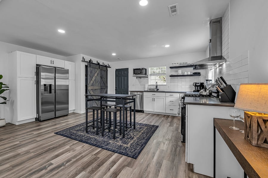 Fully-stocked modern kitchen