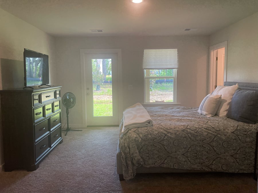 Private entrance, blackout shades