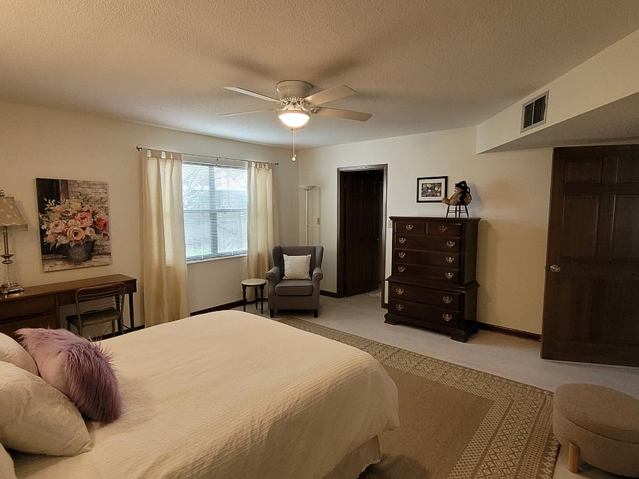 Master bedroom with en-suite bathroom. Lower level.