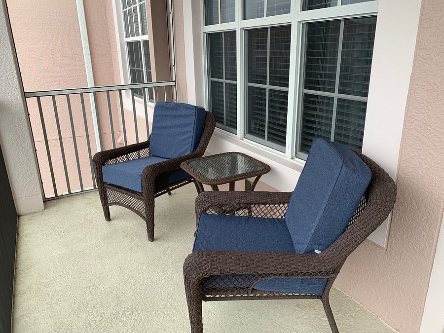 Relax on the lanai in comfortable chairs.
