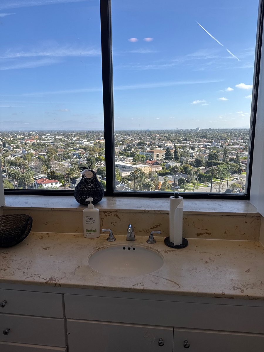 City views from the guest bathroom.