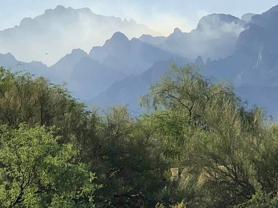 A misty morning view of the mountains.