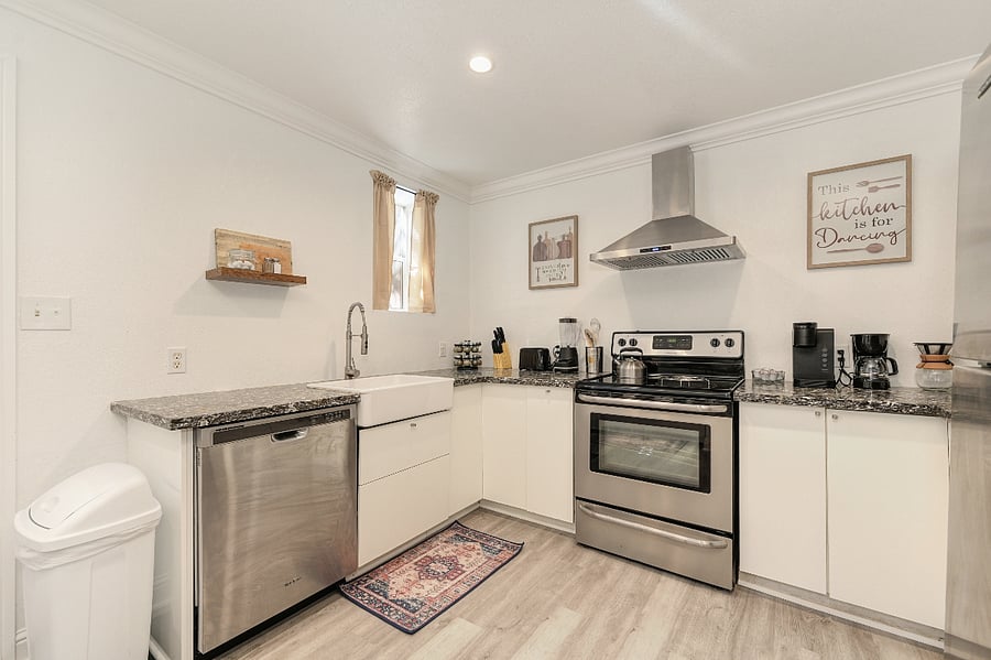 Our kitchen is FULLY stocked for any of your kitchen needs, you can count that we have it! Enjoy extra counter space.
