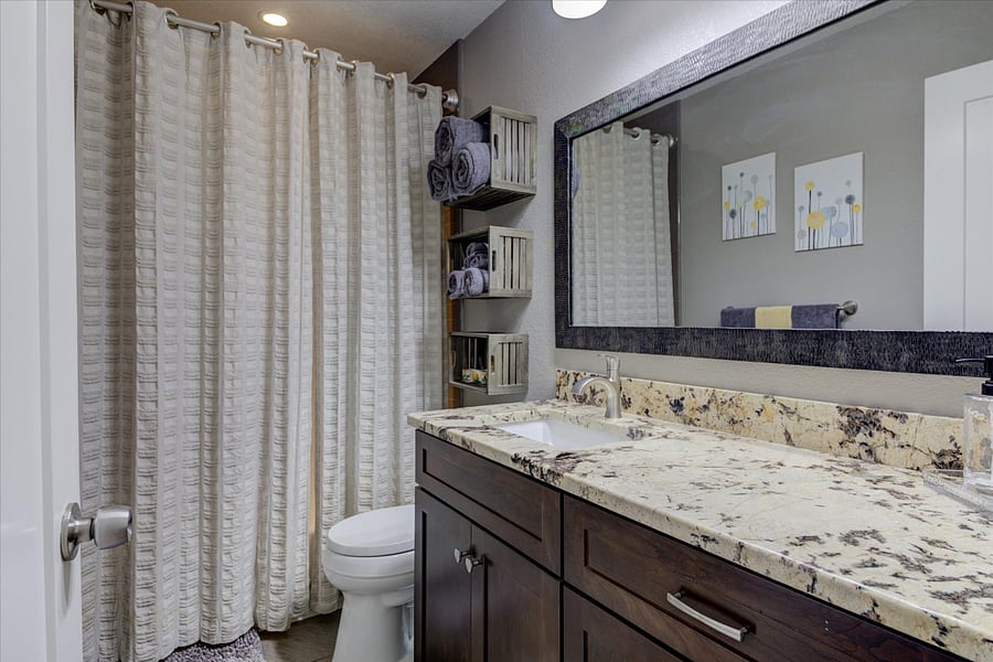 Hall Bathroom has bathtub/shower combination.