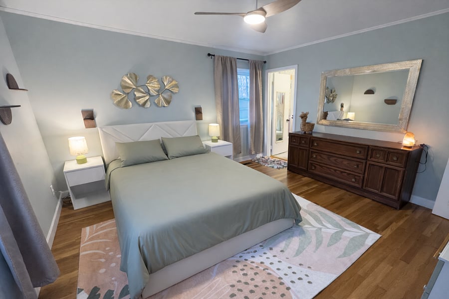 Primary Bedroom with Attached Bath and Smart TV