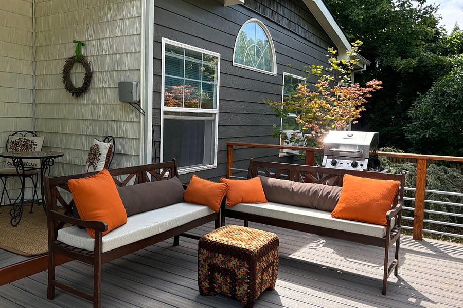 Front porch and gas grill