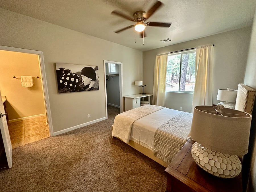 Master Bedroom with walk in closet and every comfortable Queen Bed with memory foam mattress