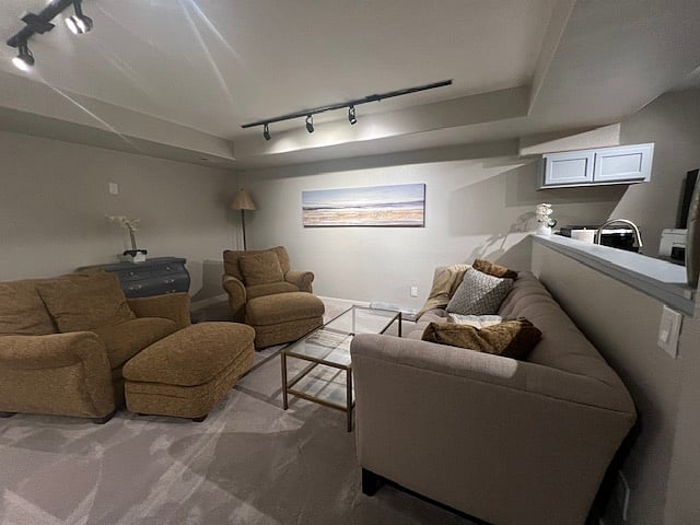 Living room - all new carpet and furnishings.