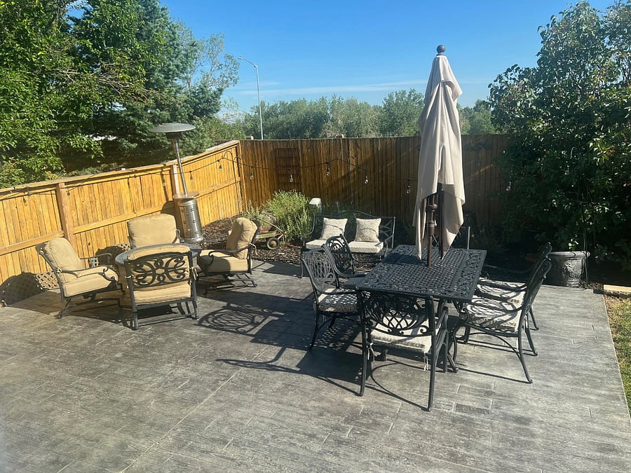 Fenced in Backyard patio