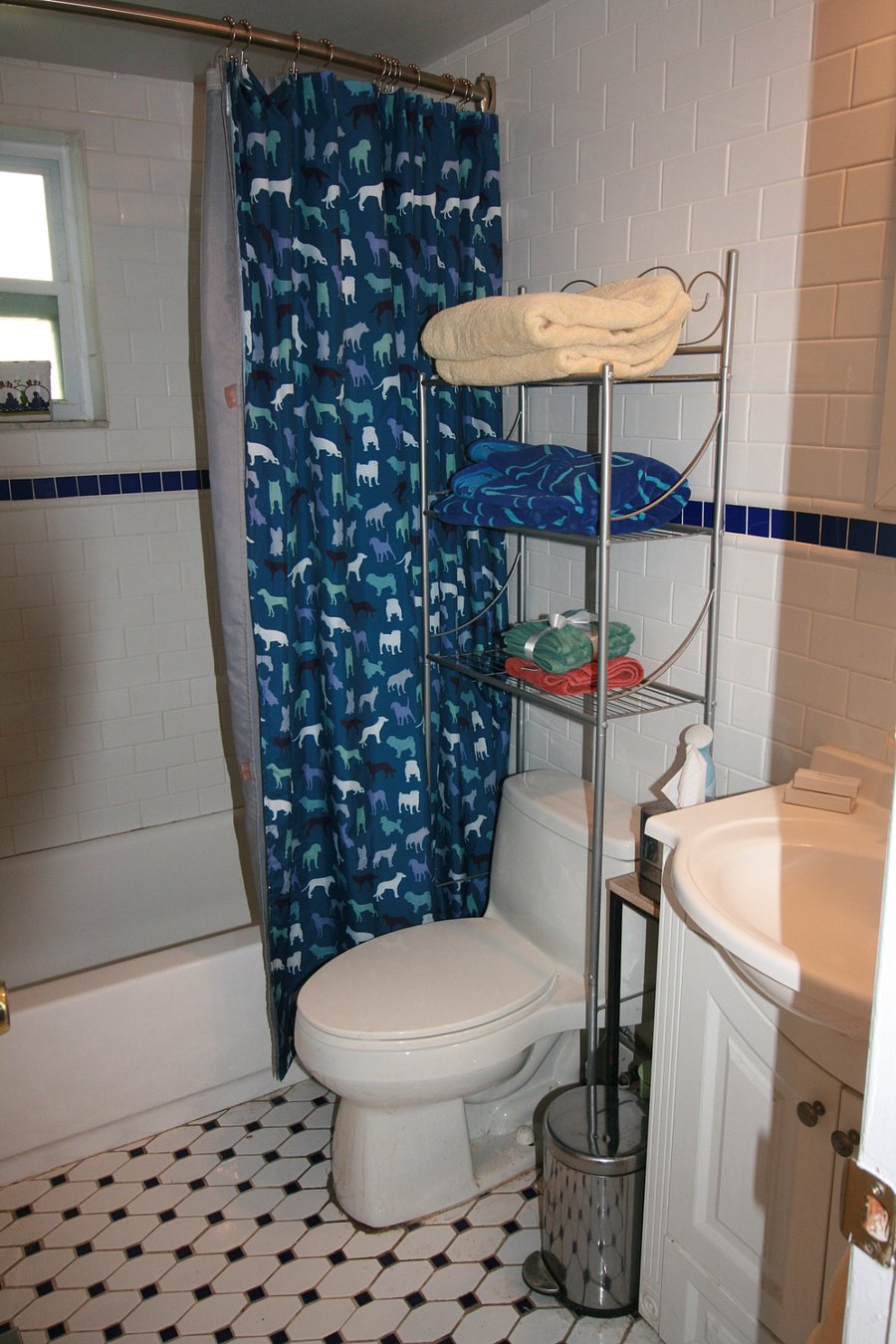 Private bath. Tub with shower.