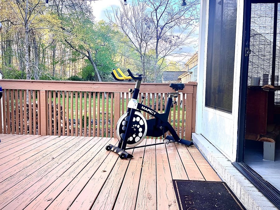 Stay fit and do some spinning on the back deck.