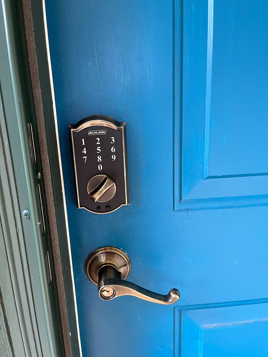 Smart lock on front door entry, you will get your own unique code
