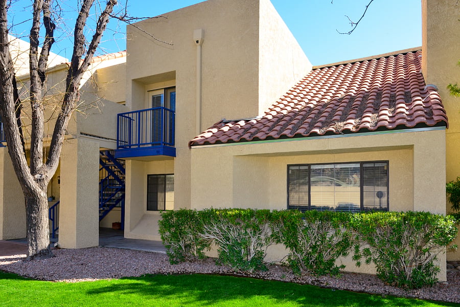 front of condo, balconies