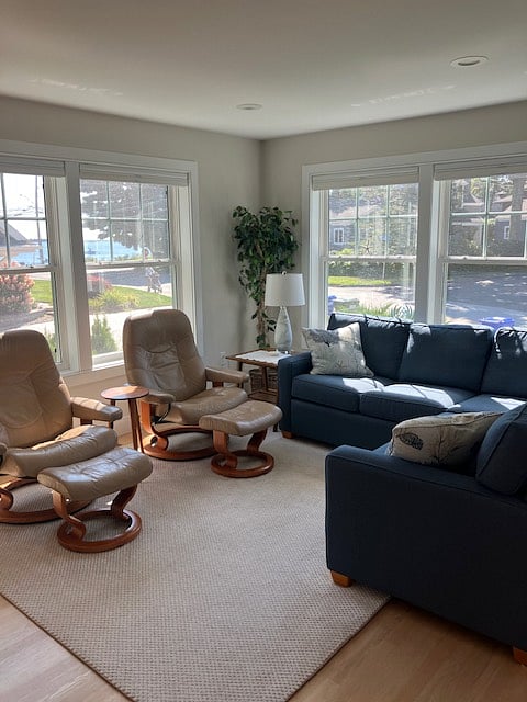 Living room with water views